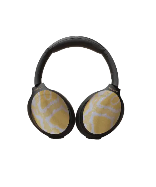  Headphone Cover Co Snakeskin pattern headphone covers with scaly yellow texture 
